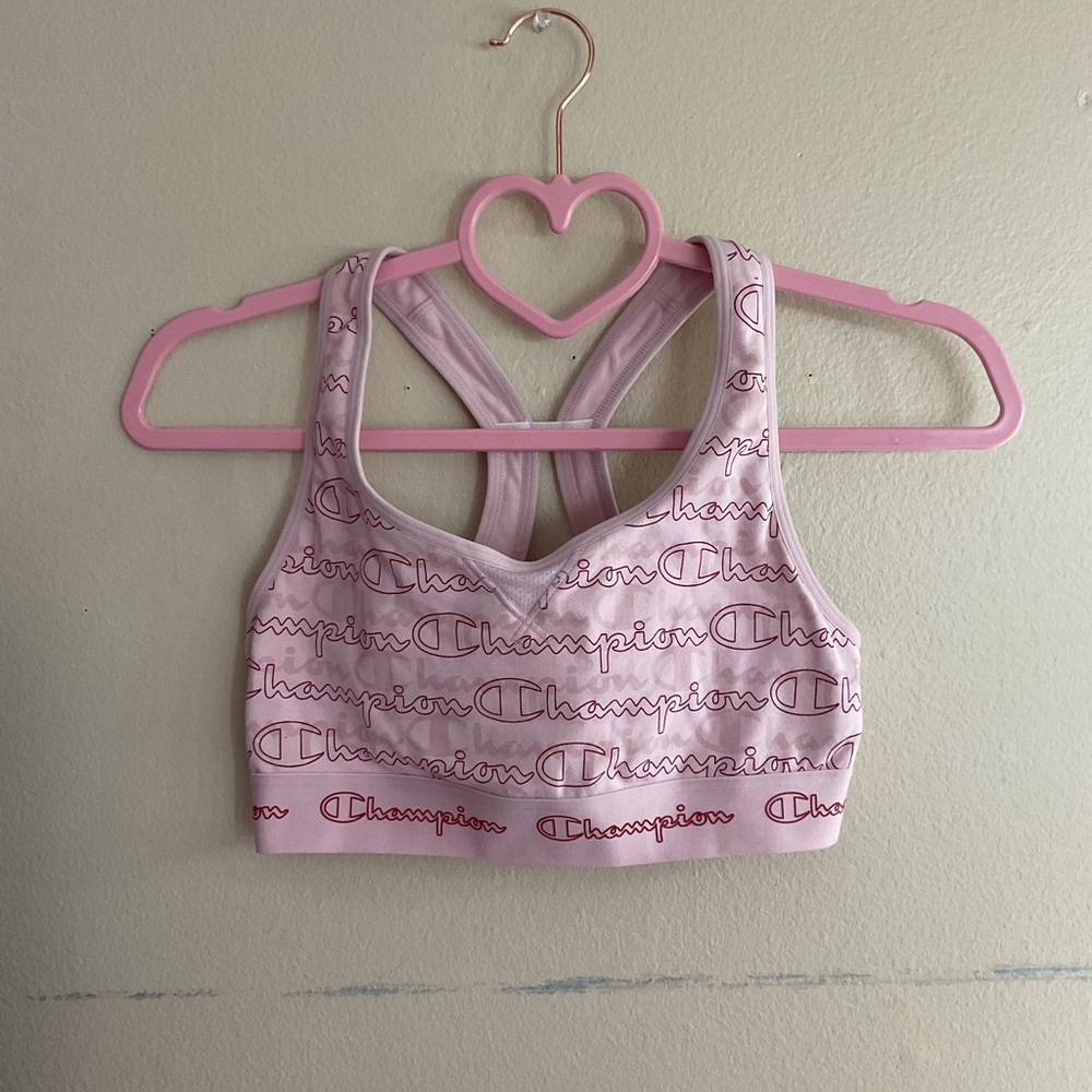 Champion Women's Light Pink Logo Sports Bra